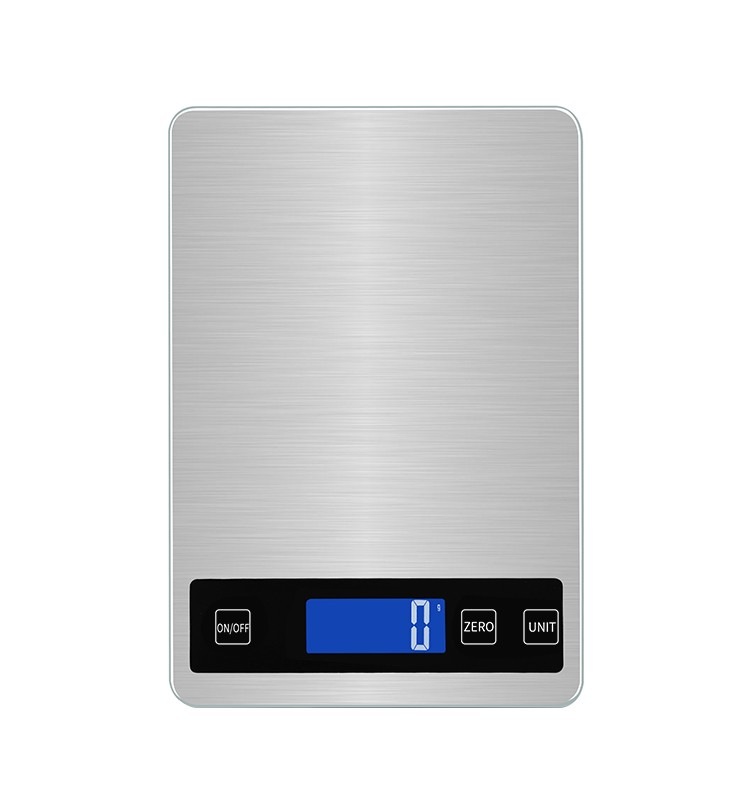 Brushed stainless steel kitchen food weighing scale