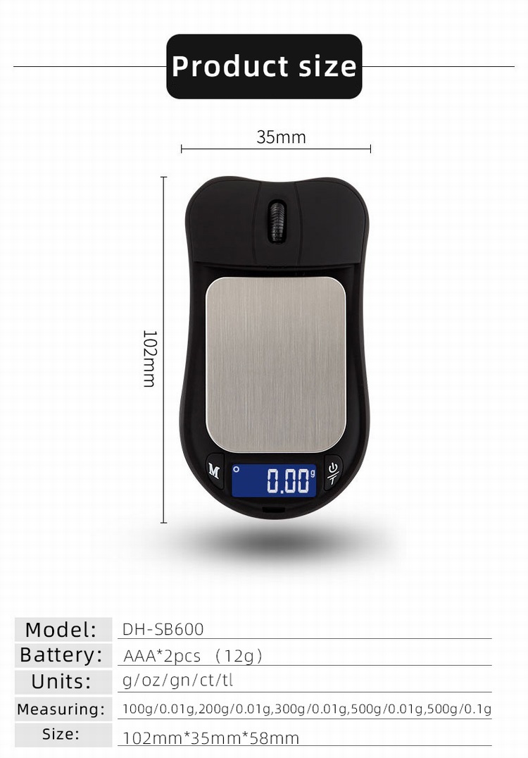 Mouse design Mini Portable Weighing Scale Electronics Digital Pocket Scale(图1)