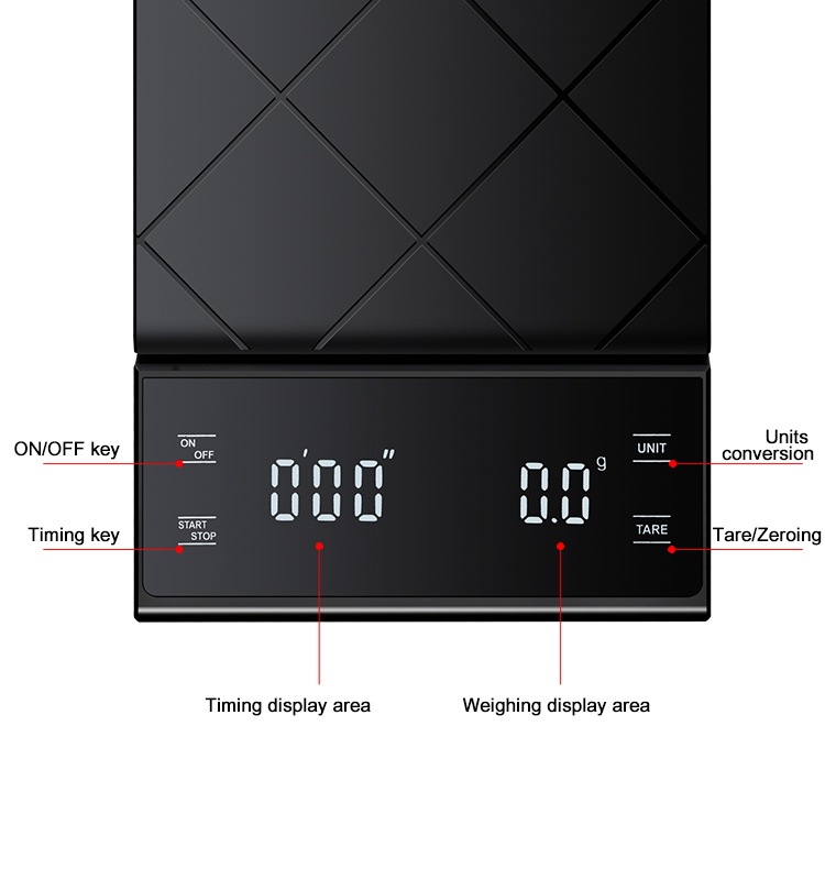 kitchen Coffee scale with timer 3kg*0.1g(图3)